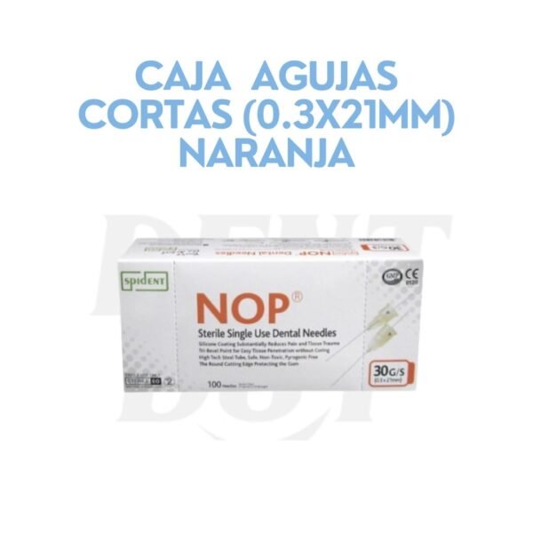 CAJA  AGUJAS CORTAS (0.3X21MM) NARANJA