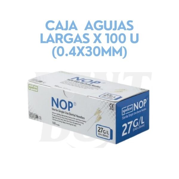 CAJA  AGUJAS LARGAS X 100 U (0.4X30MM)