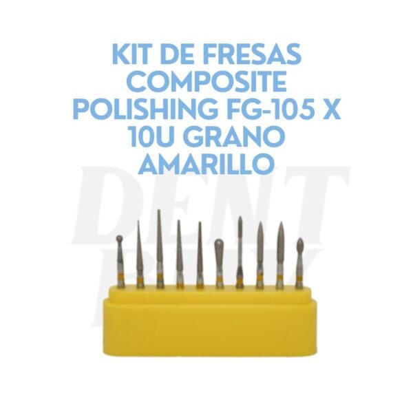 KIT DE FRESAS COMPOSITE POLISHING FG-105 X 10U GRANO AMARILLO