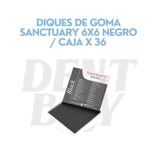 DIQUES DE GOMA SANCTUARY 6X6 NEGRO / CAJA X 36