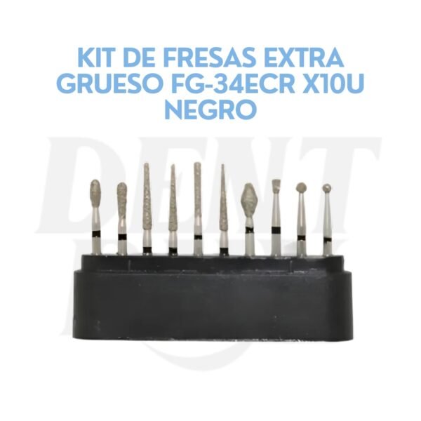KIT DE FRESAS EXTRA GRUESO FG-34ECR X10U NEGRO